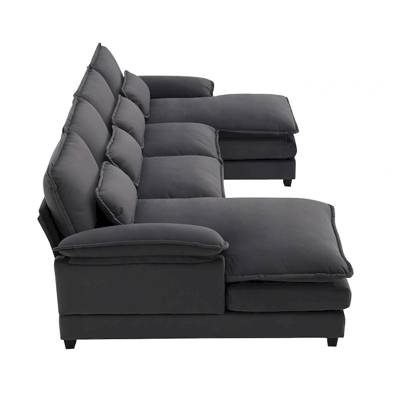 Canapé sectionnel convertible en U modulaire 6 places, rembourré et moderne