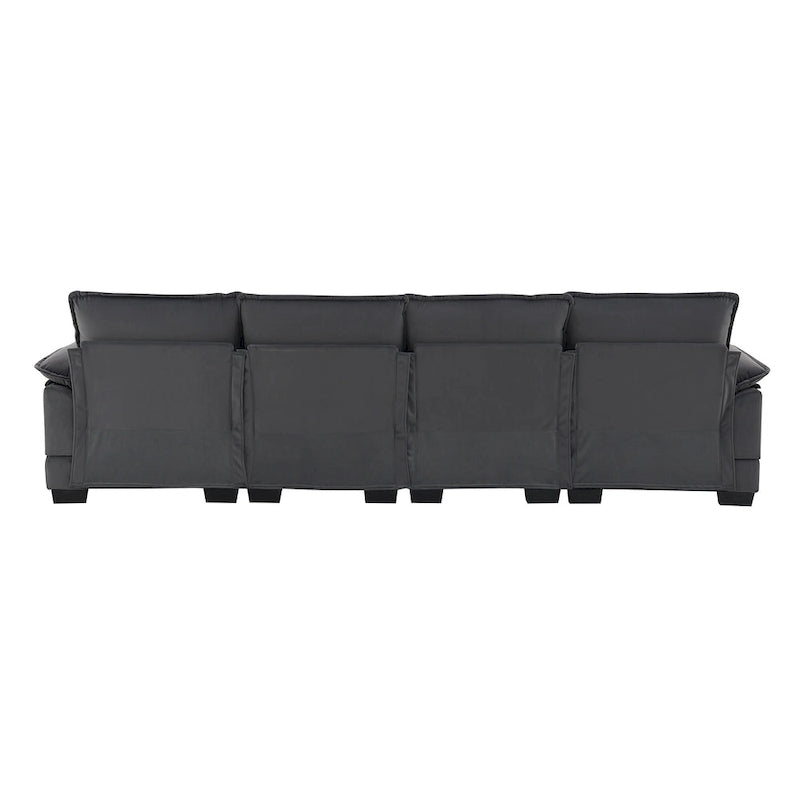 Canapé sectionnel convertible en U modulaire 6 places, rembourré et moderne