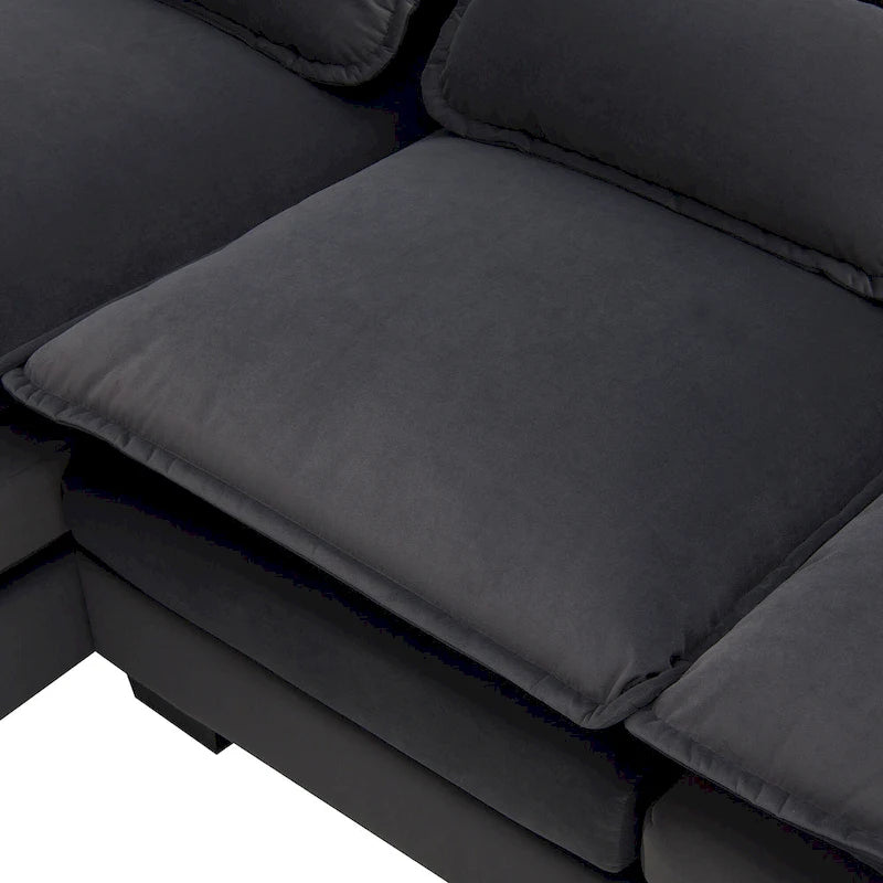 Canapé sectionnel convertible en U modulaire 6 places, rembourré et moderne