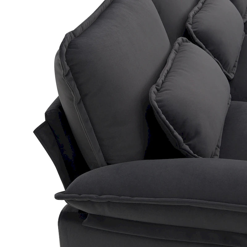 Canapé sectionnel convertible en U modulaire 6 places, rembourré et moderne