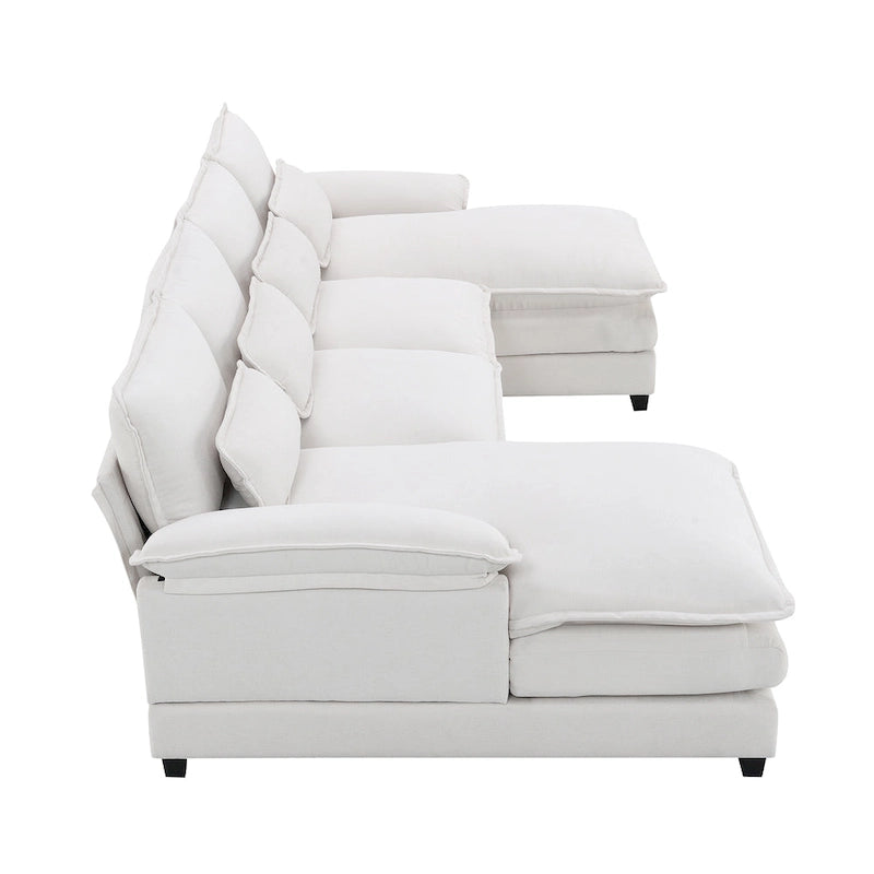 Canapé sectionnel convertible en U modulaire 6 places, rembourré et moderne