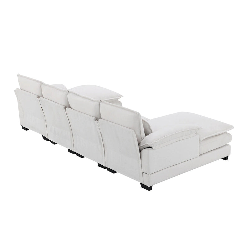 Canapé sectionnel convertible en U modulaire 6 places, rembourré et moderne