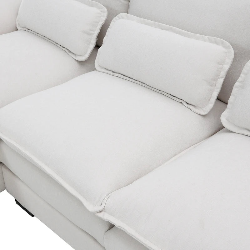 Canapé sectionnel convertible en U modulaire 6 places, rembourré et moderne