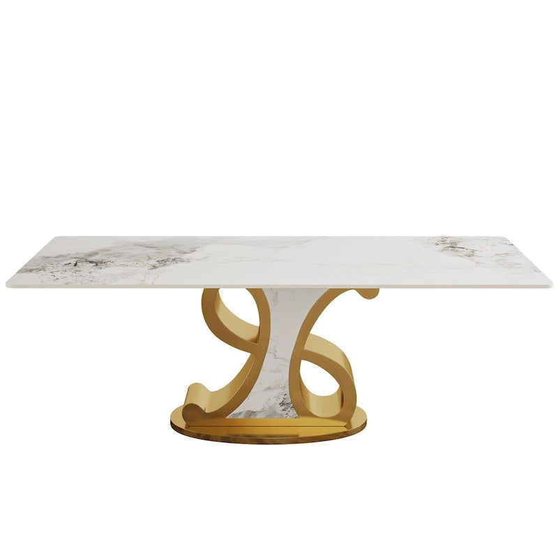 Table à manger rectangulaire de luxe en pierre frittée