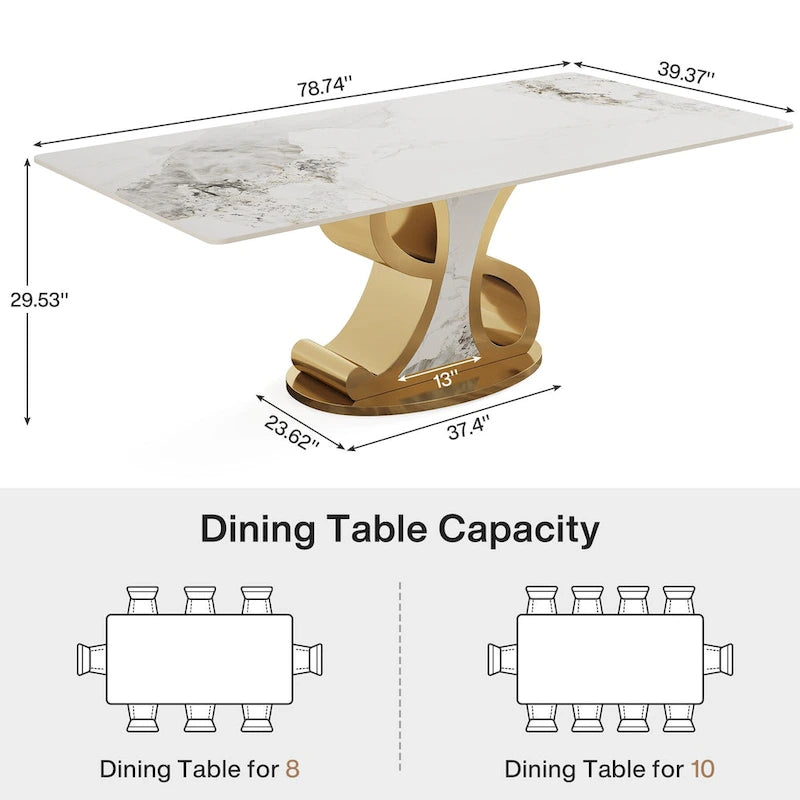 Table à manger rectangulaire de luxe en pierre frittée
