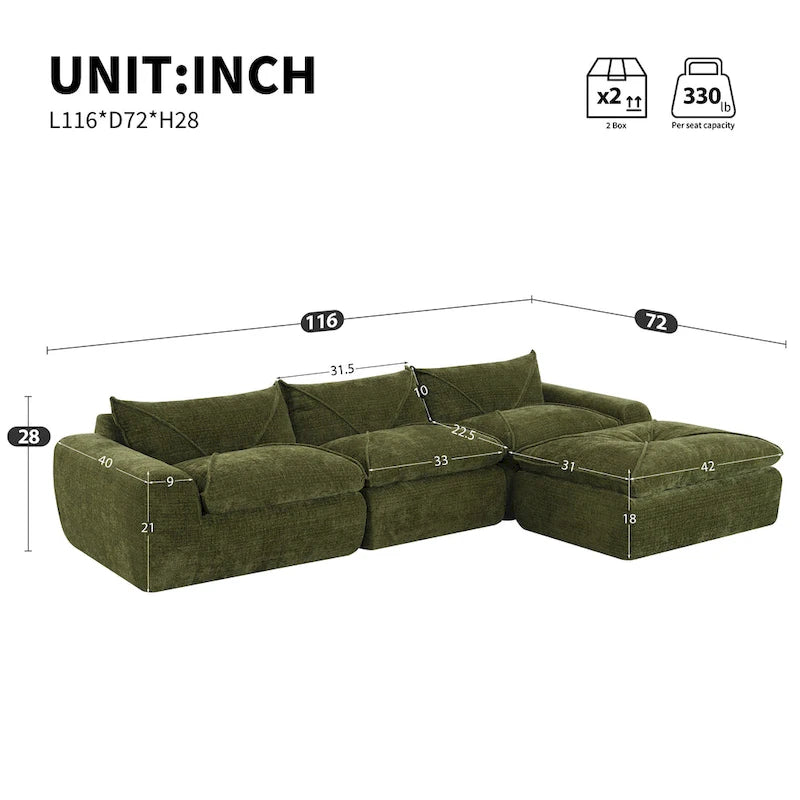 Canapé d'angle moderne en chenille