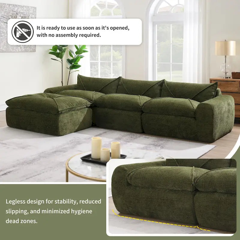 Canapé d'angle moderne en chenille