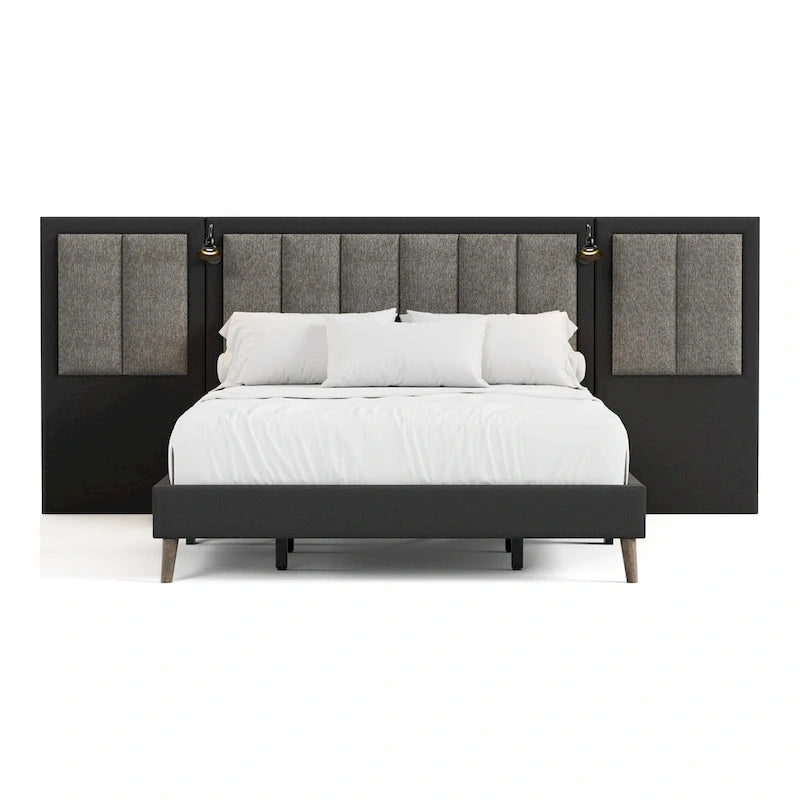 Lit mural escamotable marron foncé moderne