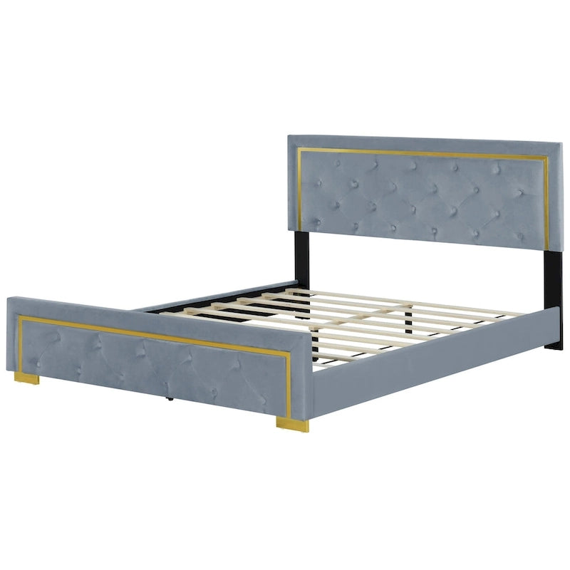 Lit plateforme rembourré Queen size