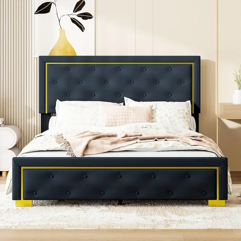Lit plateforme rembourré Queen size