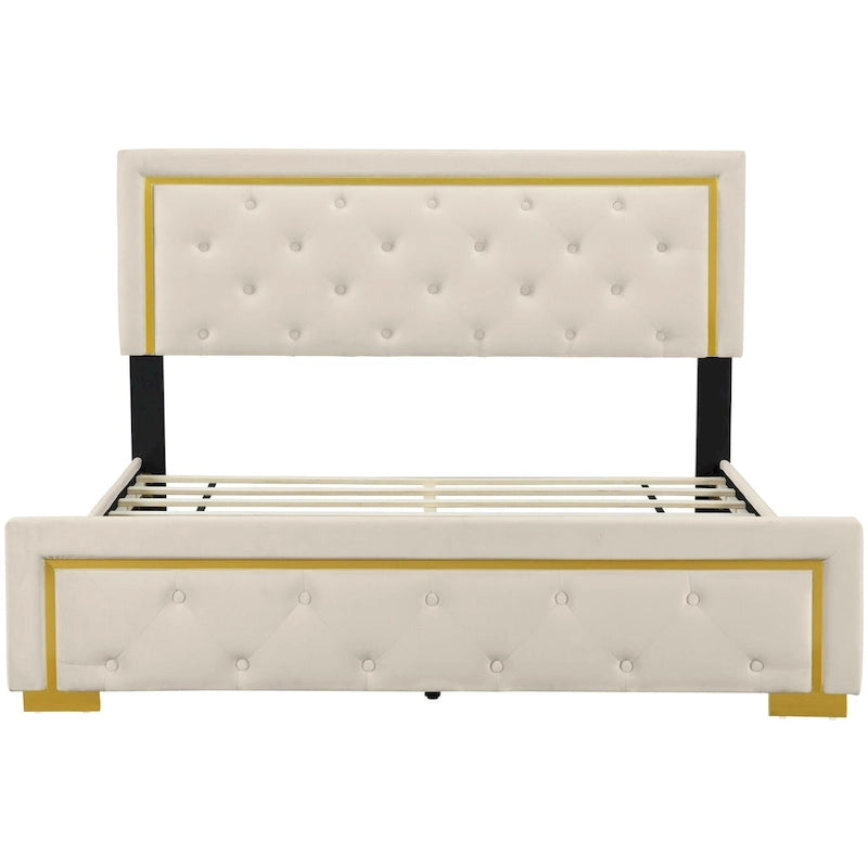 Lit plateforme rembourré Queen size