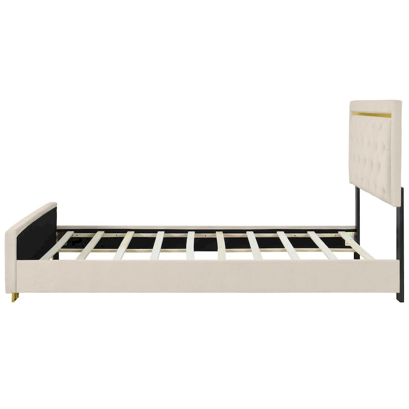 Lit plateforme rembourré Queen size