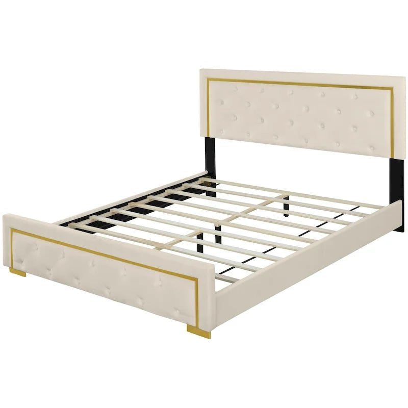 Lit plateforme rembourré Queen size