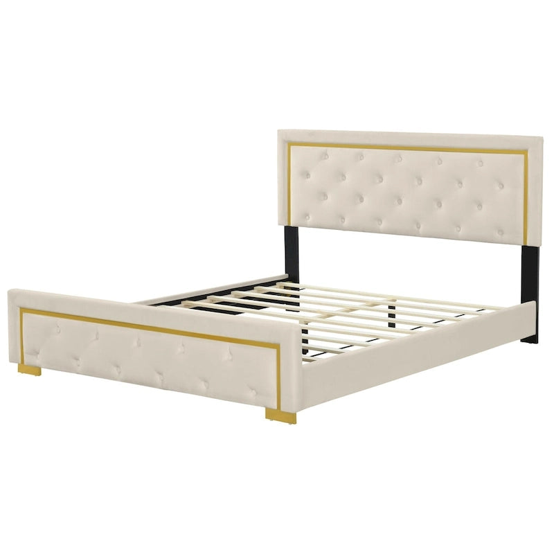 Lit plateforme rembourré Queen size