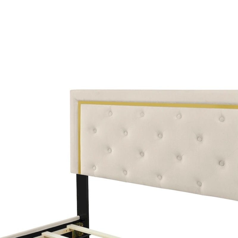 Lit plateforme rembourré Queen size