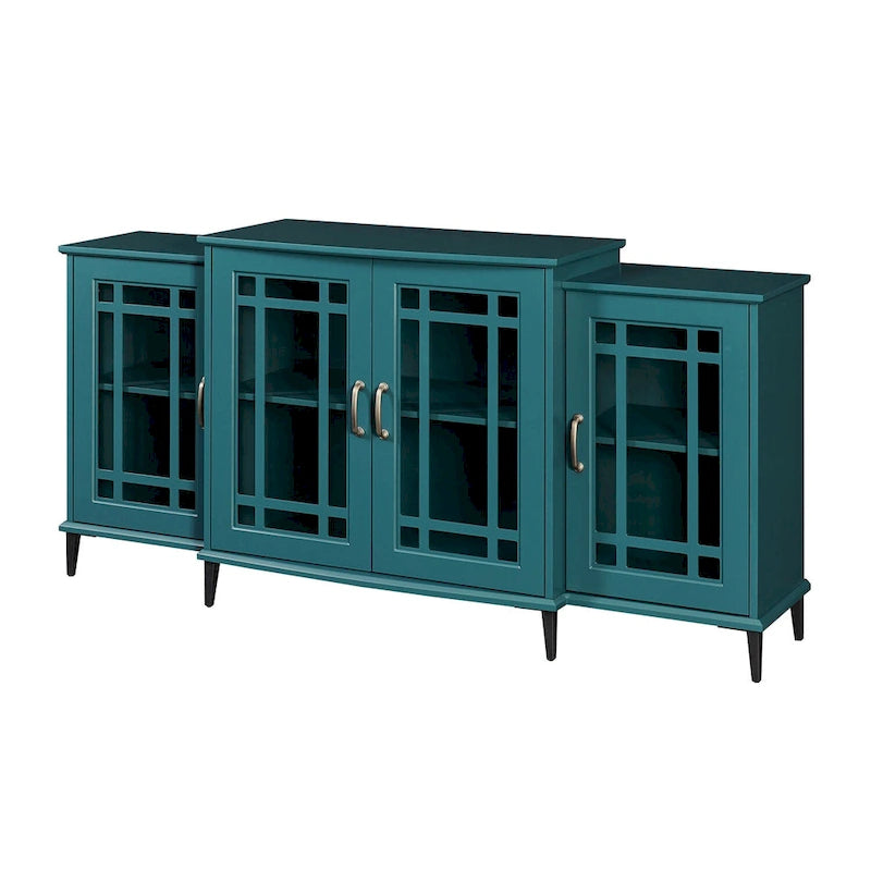 Meuble TV bleu-vert de 62 pouces