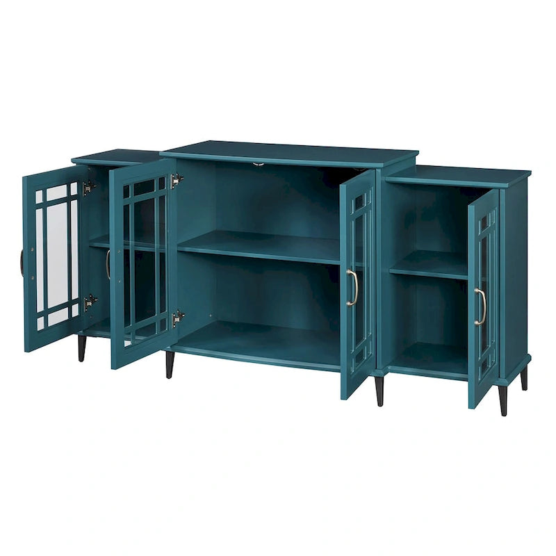 Meuble TV bleu-vert de 62 pouces