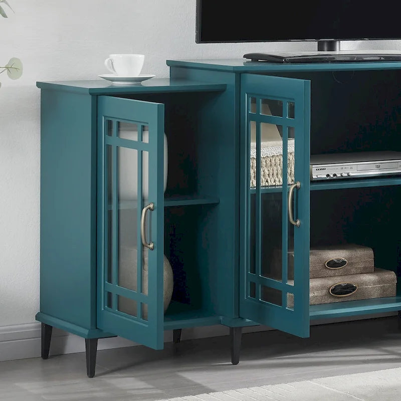 Meuble TV bleu-vert de 62 pouces