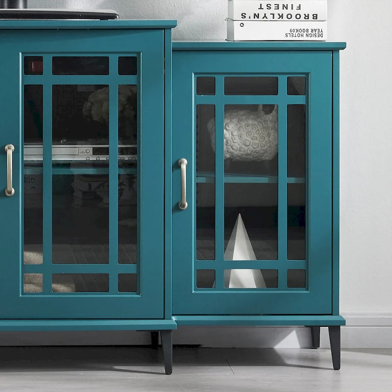 Meuble TV bleu-vert de 62 pouces