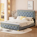 Lit plateforme tapissé gris grand lit