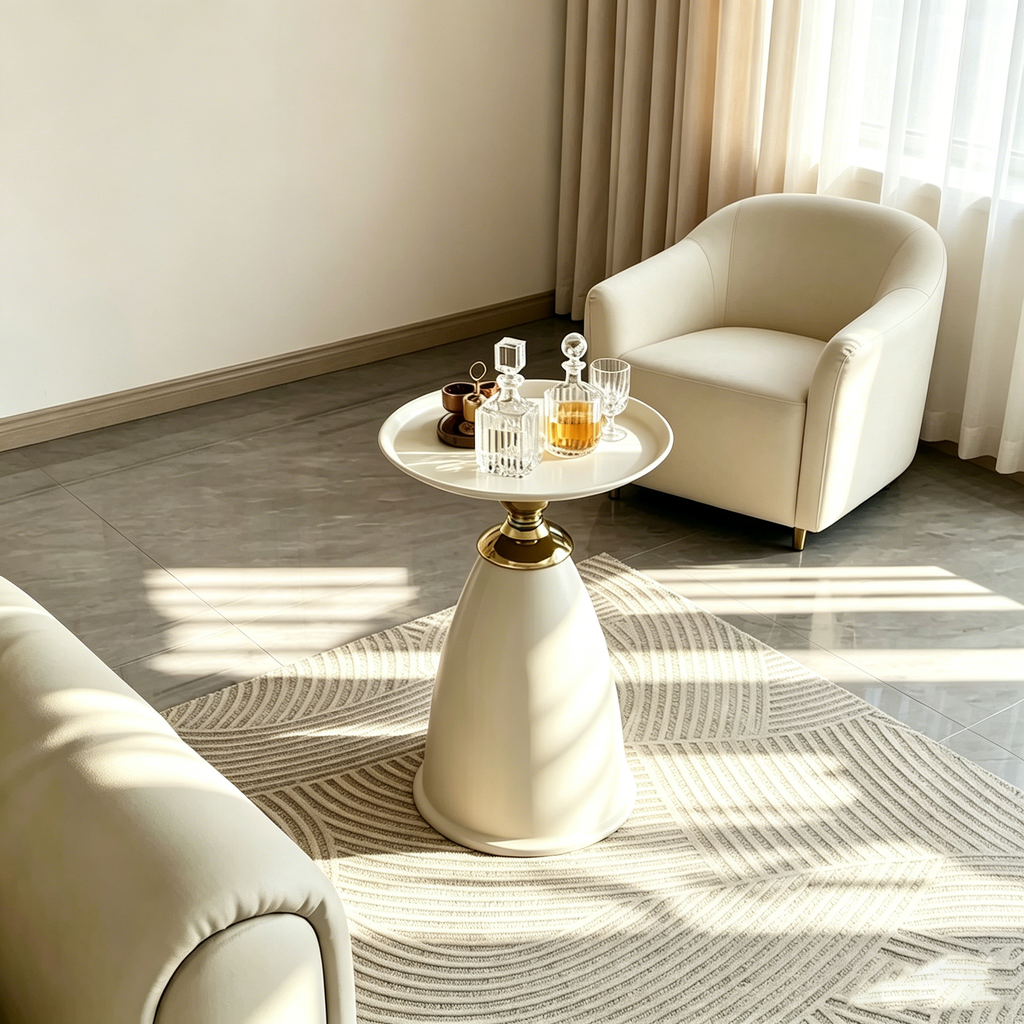 Table d'appoint ronde simple pour petits espaces