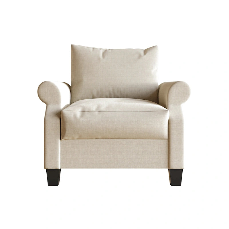 Fauteuil classique rembourré en lin