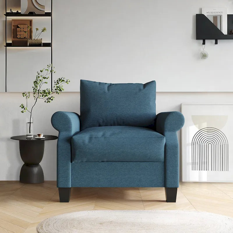 Fauteuil classique rembourré en lin