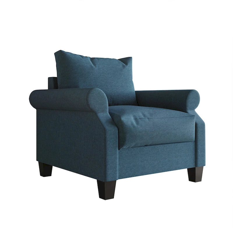 Fauteuil classique rembourré en lin