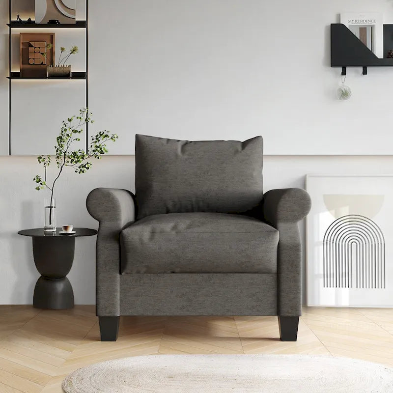 Fauteuil classique rembourré en lin