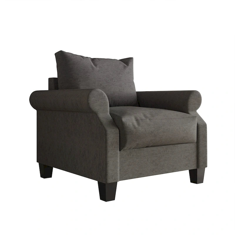 Fauteuil classique rembourré en lin