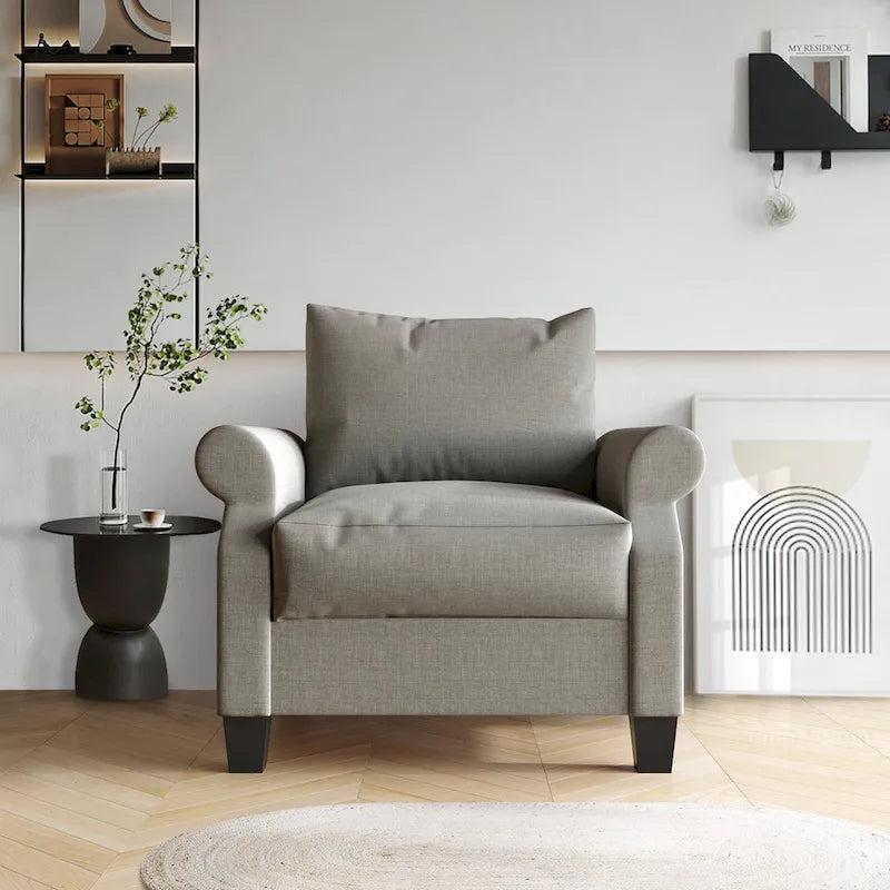 Fauteuil classique rembourré en lin