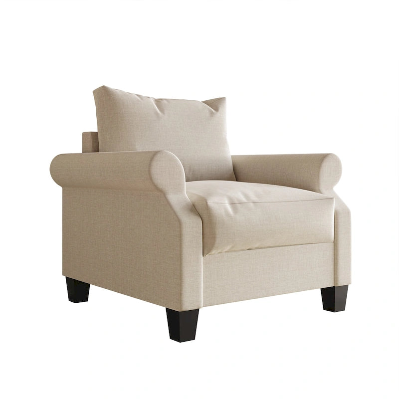 Fauteuil classique rembourré en lin