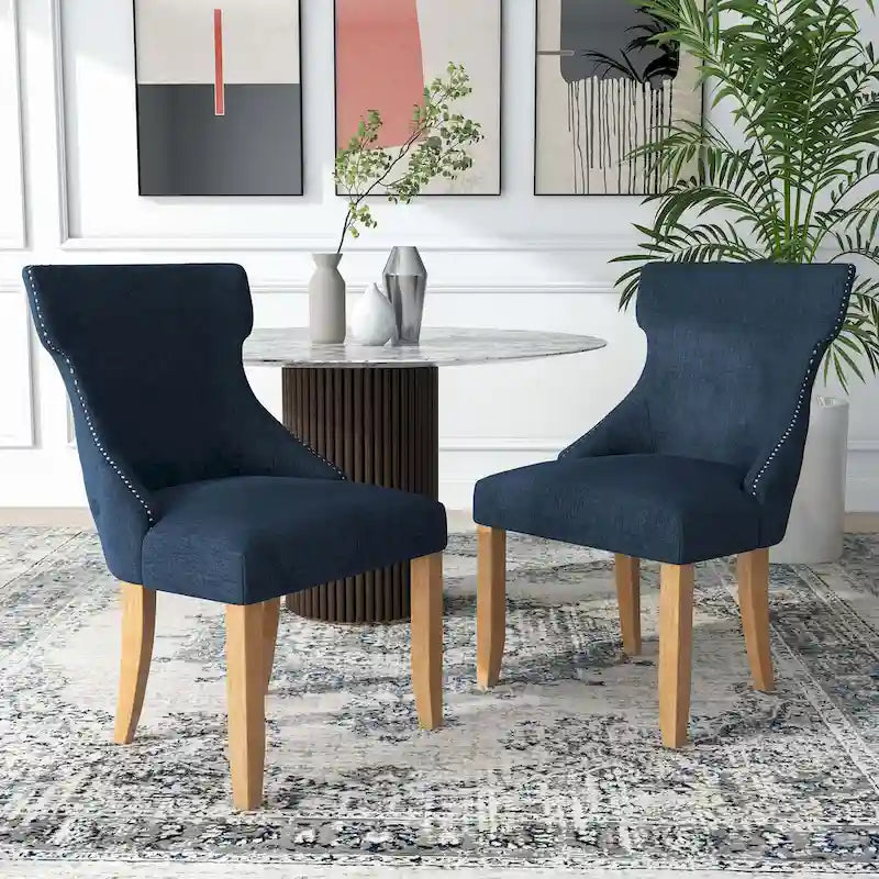 Fauteuil deux places à oreilles capitonné en bois