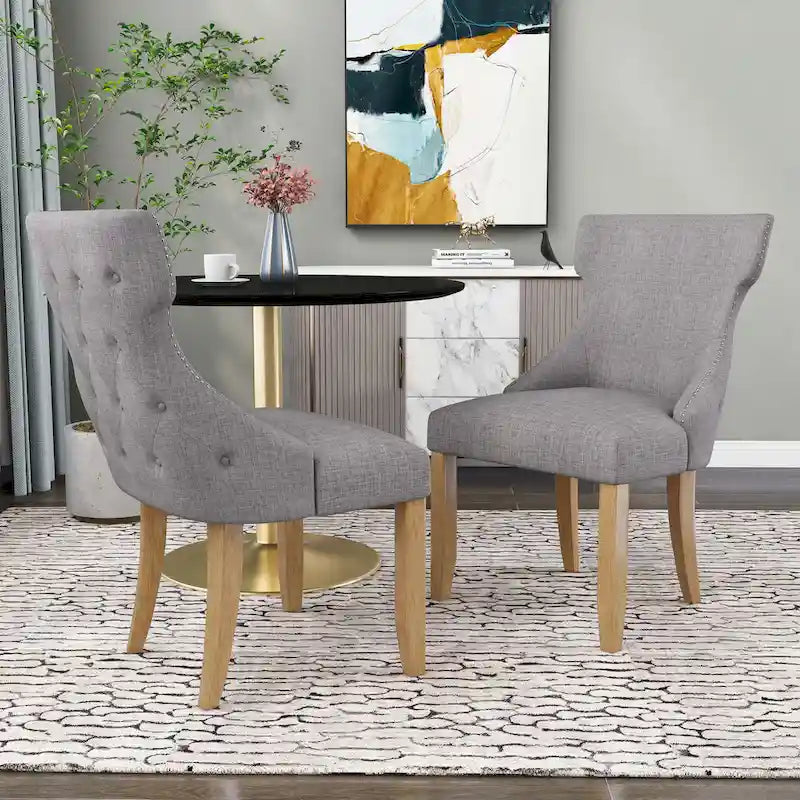 Fauteuil deux places à oreilles capitonné en bois
