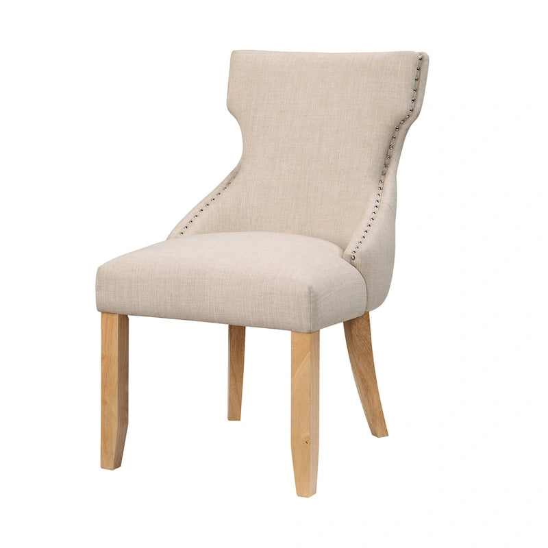 Fauteuil deux places à oreilles capitonné en bois