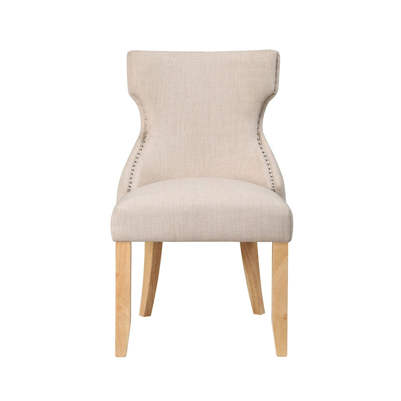 Fauteuil deux places à oreilles capitonné en bois