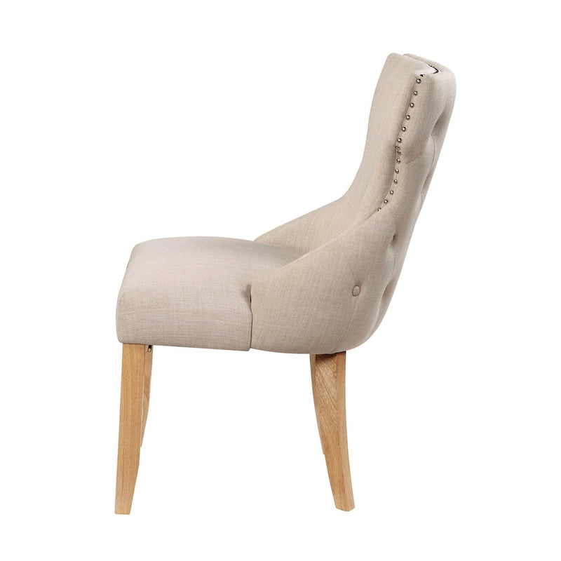 Fauteuil deux places à oreilles capitonné en bois