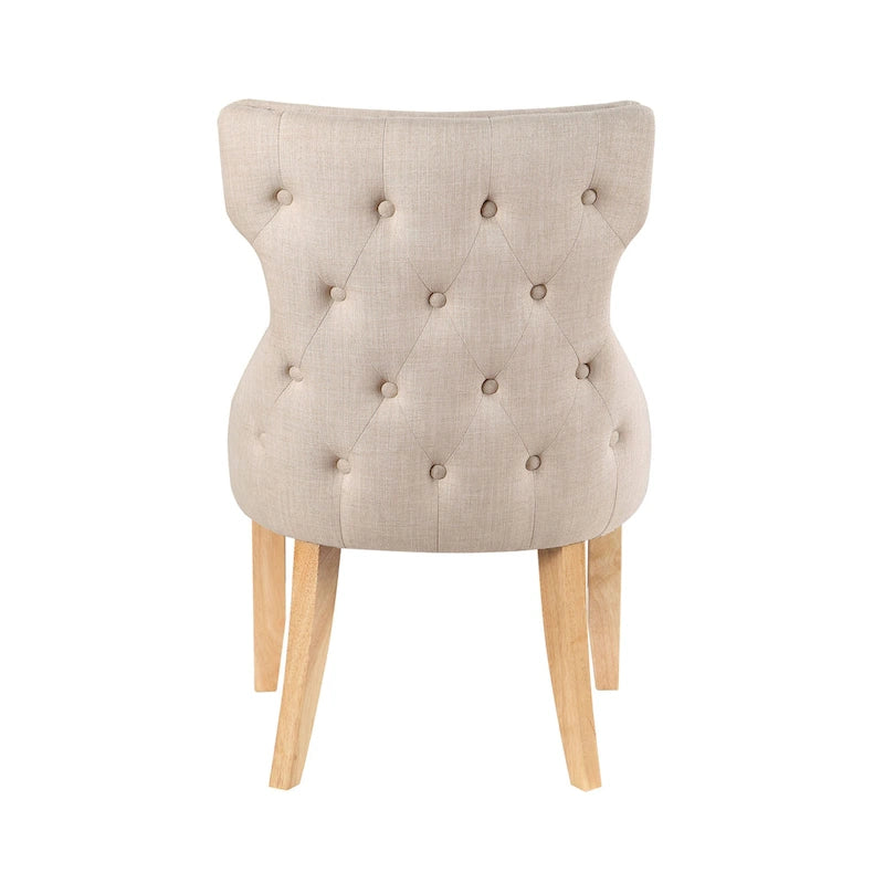 Fauteuil deux places à oreilles capitonné en bois