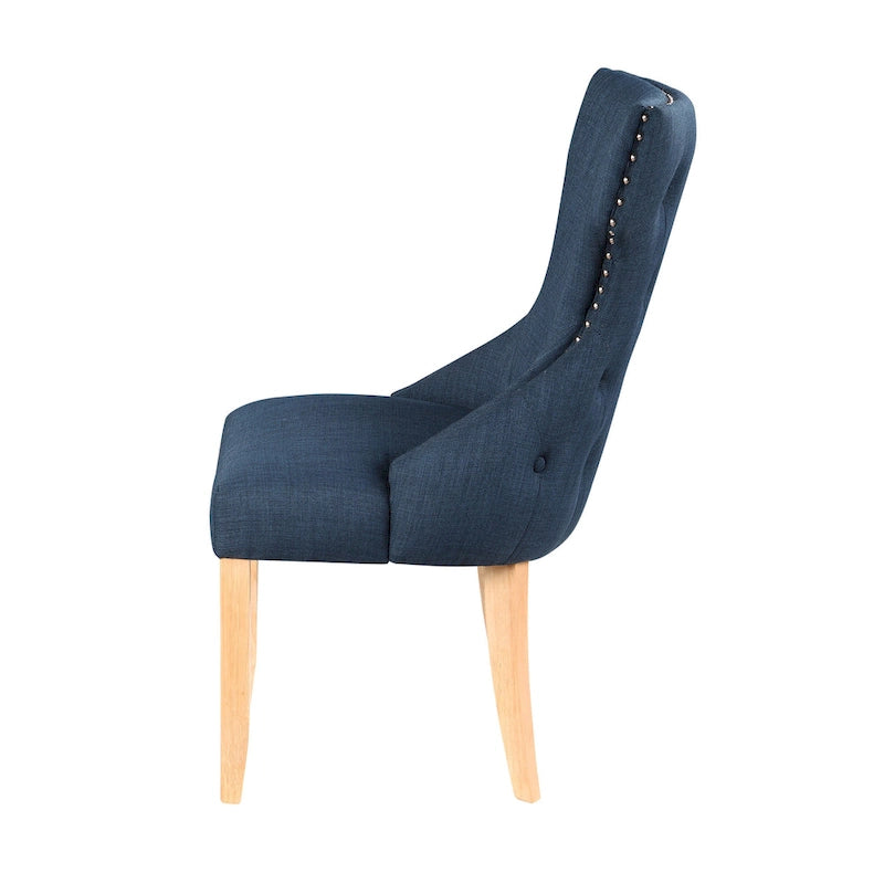Fauteuil deux places à oreilles capitonné en bois