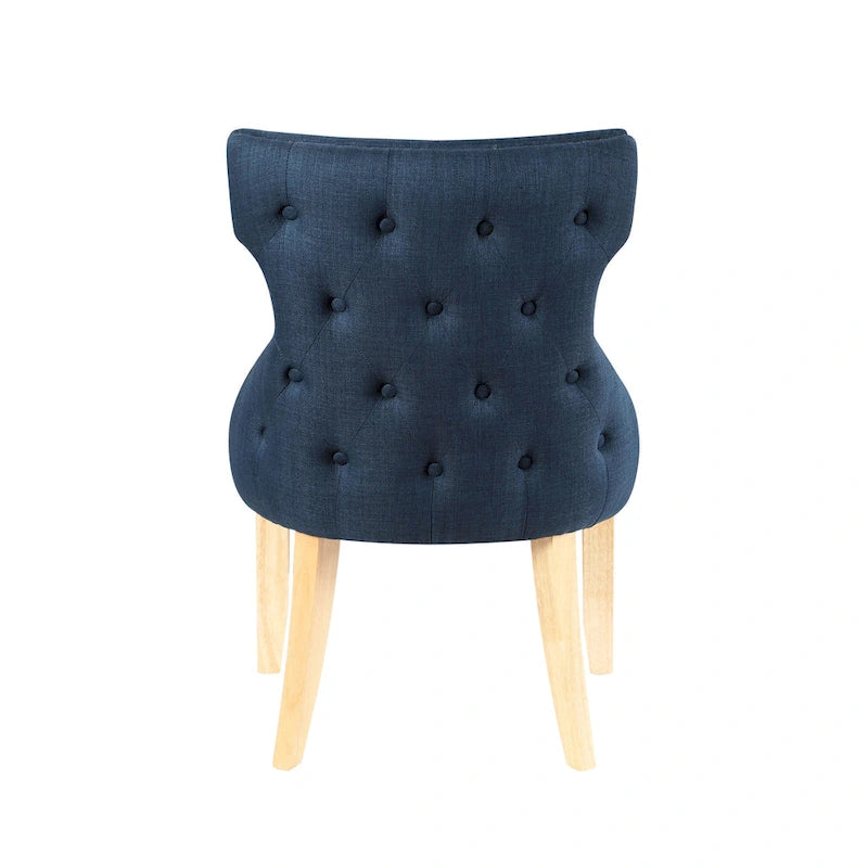Fauteuil deux places à oreilles capitonné en bois