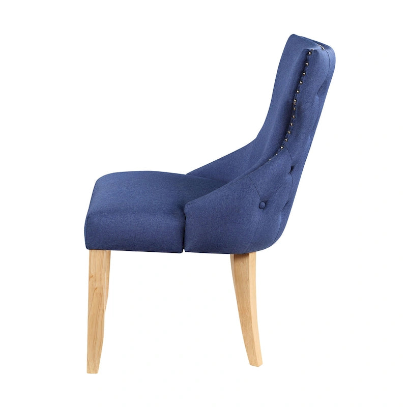 Fauteuil deux places à oreilles capitonné en bois