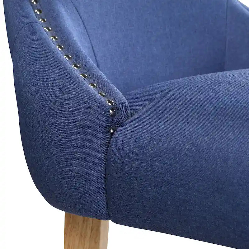 Fauteuil deux places à oreilles capitonné en bois