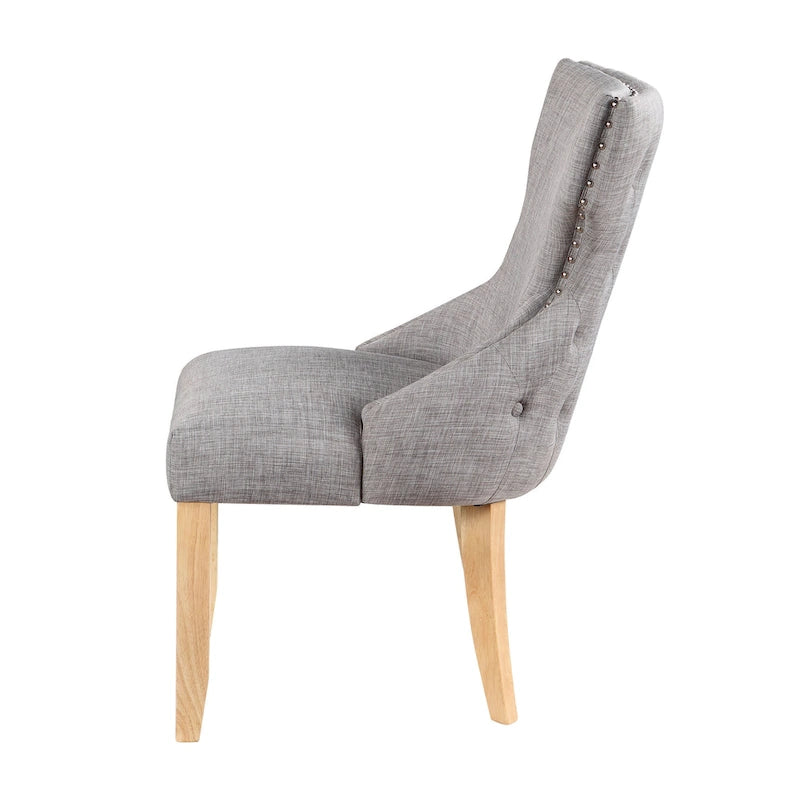 Fauteuil deux places à oreilles capitonné en bois