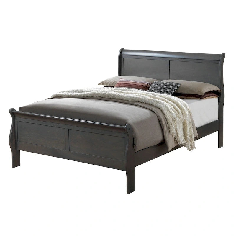 Lit traîneau contemporain Mayday en bois massif gris de Furniture of America