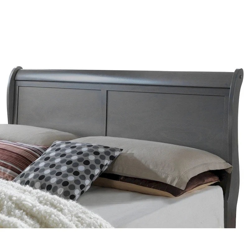 Lit traîneau contemporain Mayday en bois massif gris de Furniture of America