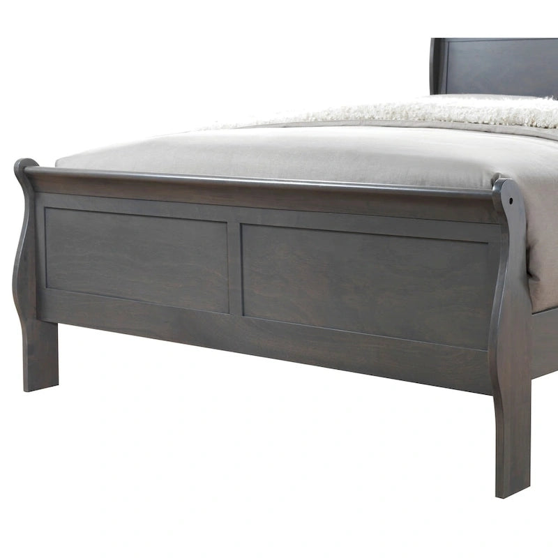 Lit traîneau contemporain Mayday en bois massif gris de Furniture of America