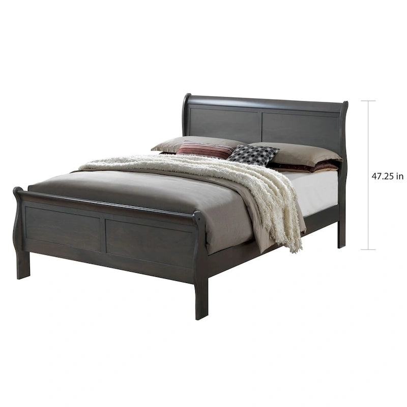 Lit traîneau contemporain Mayday en bois massif gris de Furniture of America