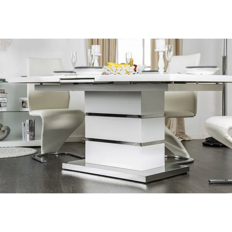 Table de salle à manger extensible en bois blanc