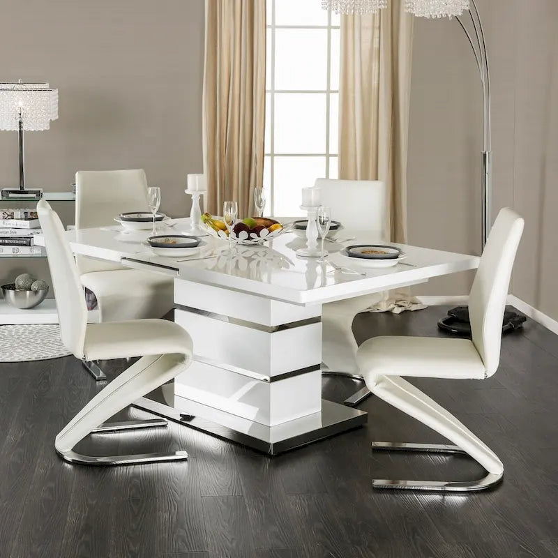 Table de salle à manger extensible en bois blanc