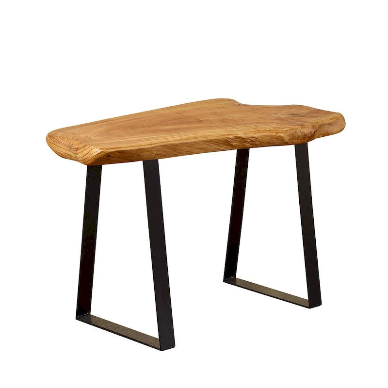 Un ensemble de deux pieds de table en fer plats et trapézoïdaux